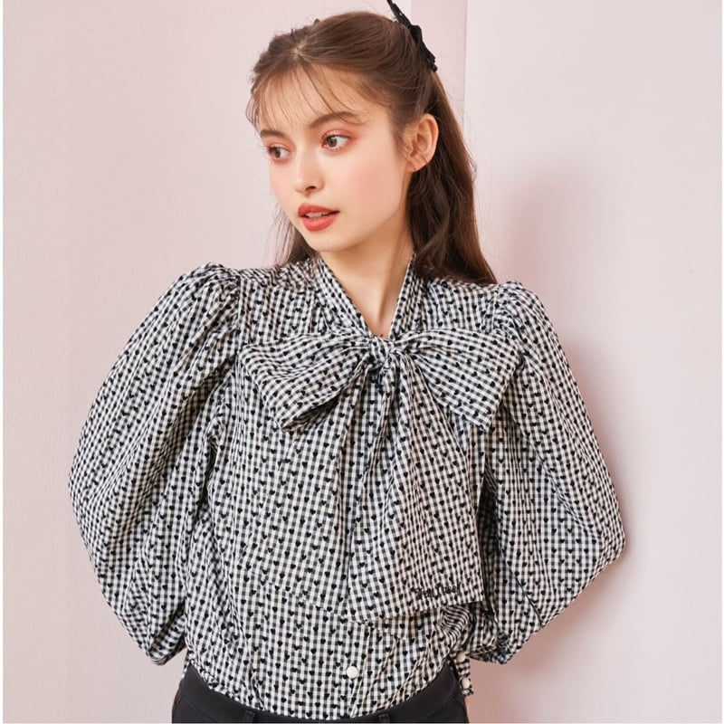 Heart full ribbon check blouse | Treat ürself