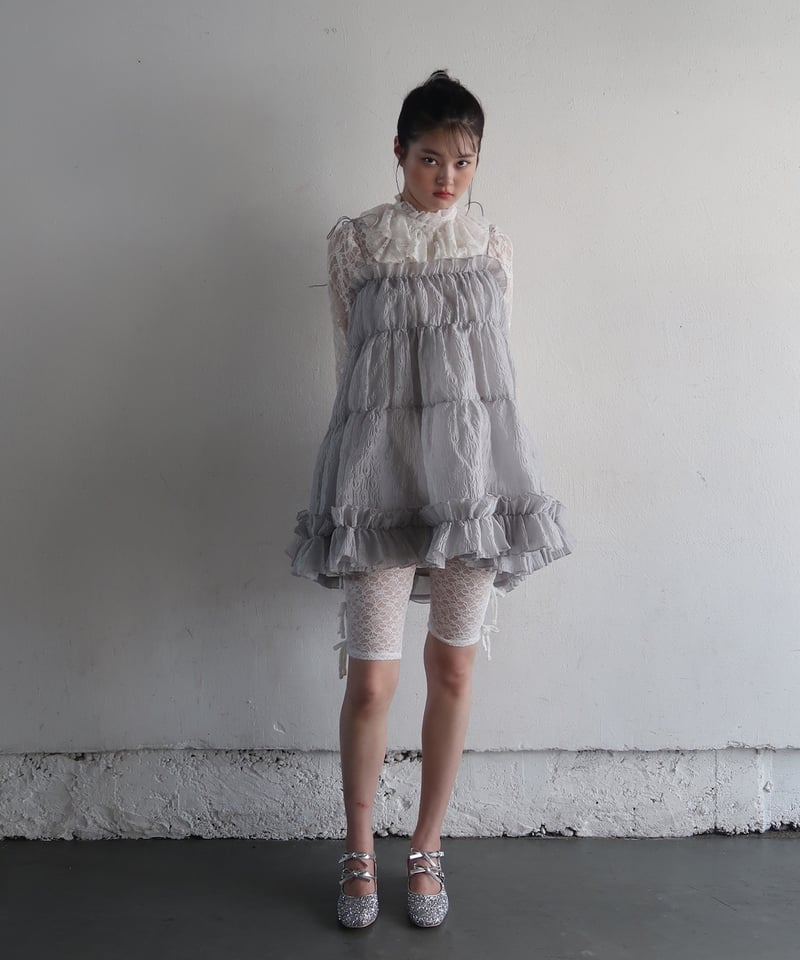 side ribbon lace half leggings(white) | Treat ü