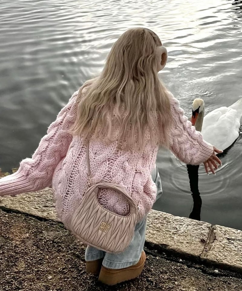 トリートユアセルフ ピンク トリートユアセルフ big cable knit pink(本日まで価格)