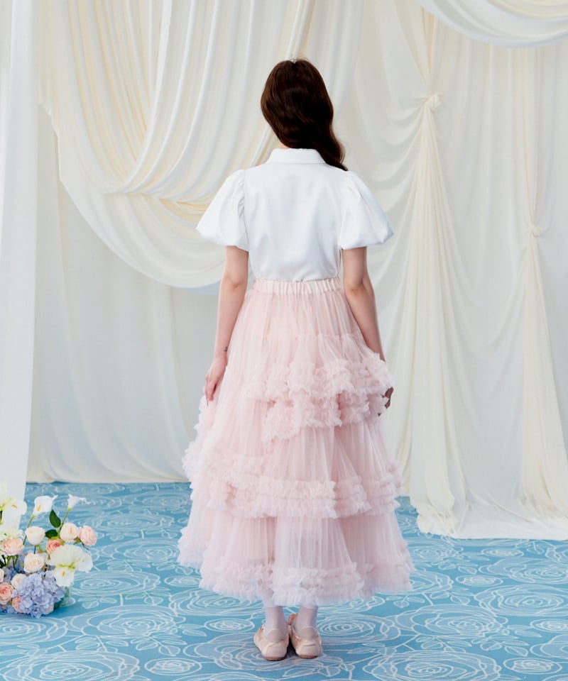 ♡Treaturself バラチョーカーブラウス　水色　♡ Rose choker satin puff blouse | Treat ürself