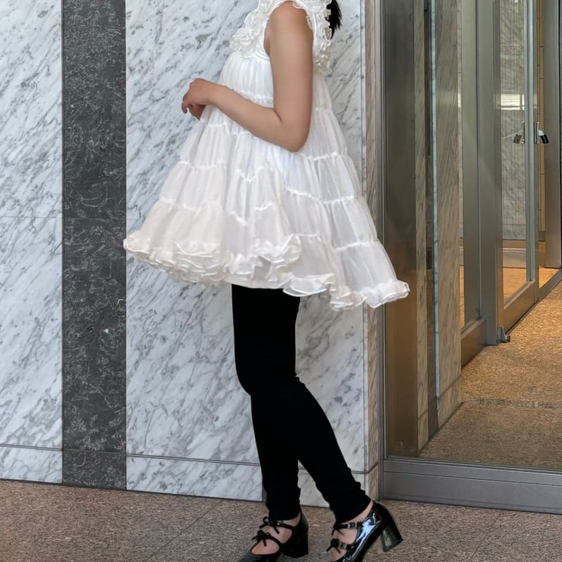 Sheer frill tiered dress (white) | Treat ürself