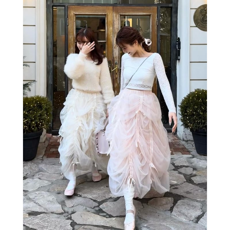 Ballerina drawstring ribbon skirt ピンク未使用 Ballerina drawstring ribbon skirt (pink)