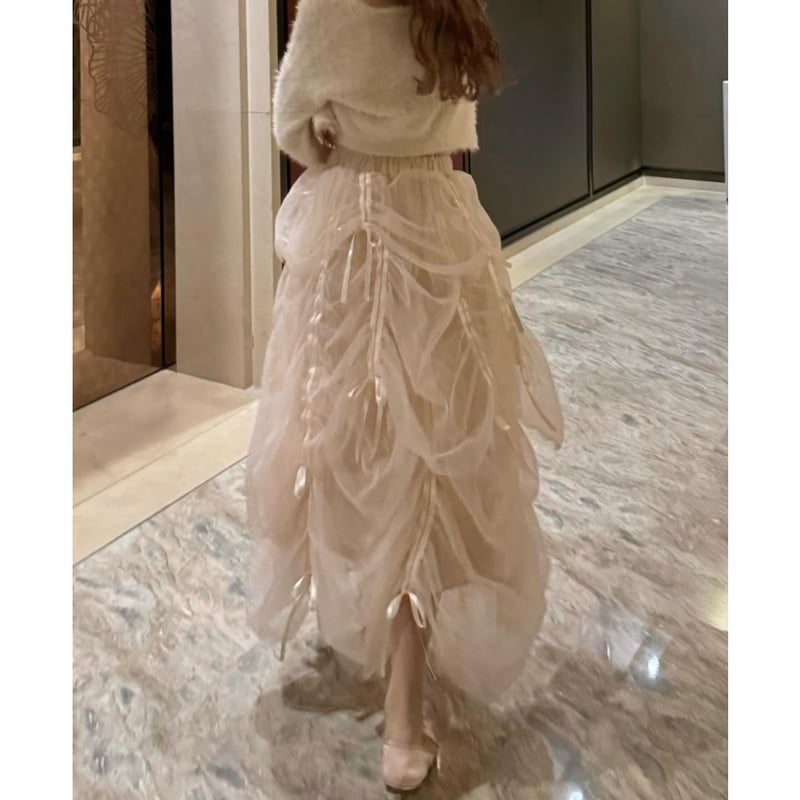 Ballerina” drawstring ribbon skirt (pink) | Tr 