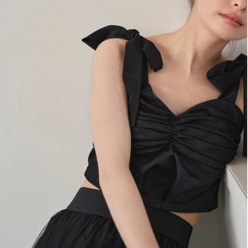 Ballerina” ribbon tulle bustier (black) | Trea