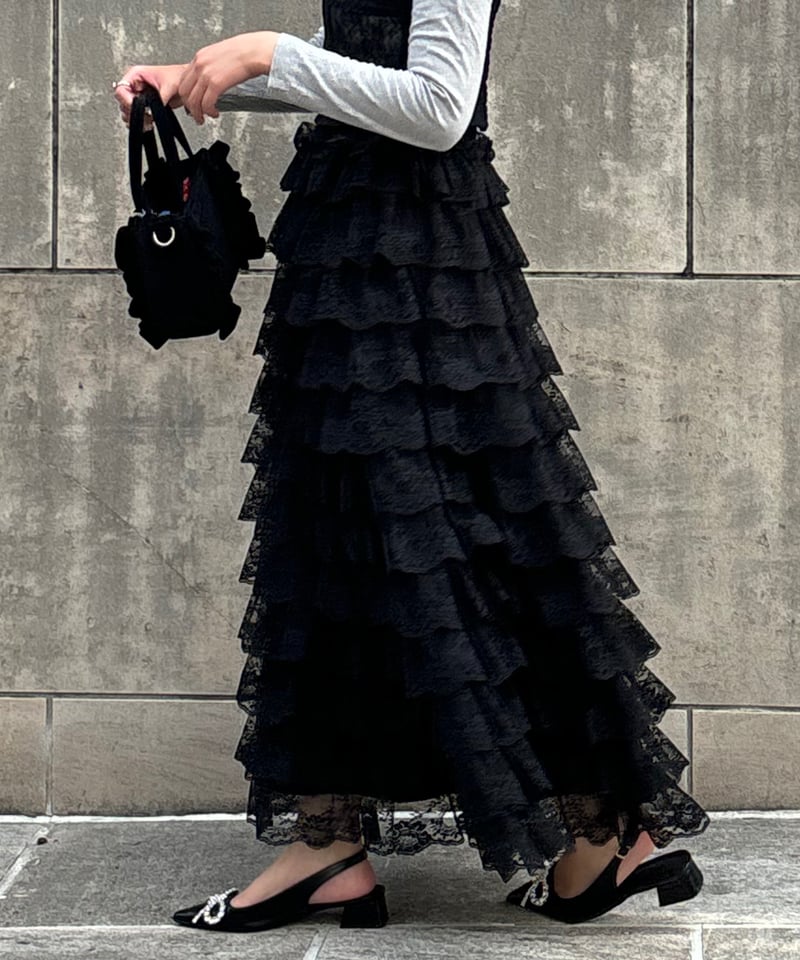 girly lace frill long skirt | Treat ürself - スカート