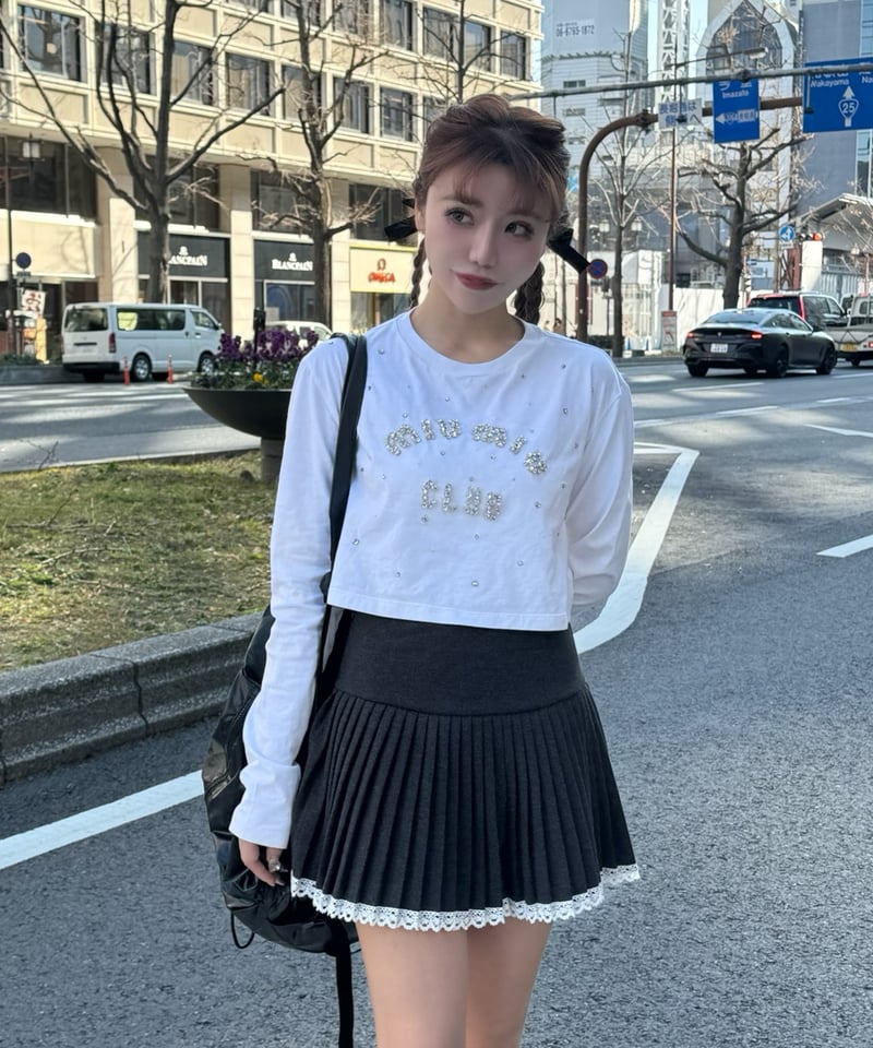 lace tape pleats mini skirt | Treat ürself lace tape pleats mini skirt | Treat ürself