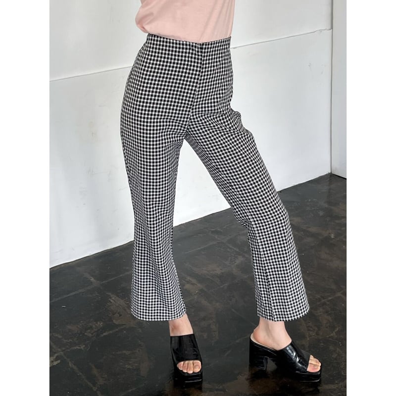 gingham check stretch pants(black) | Treat ürself