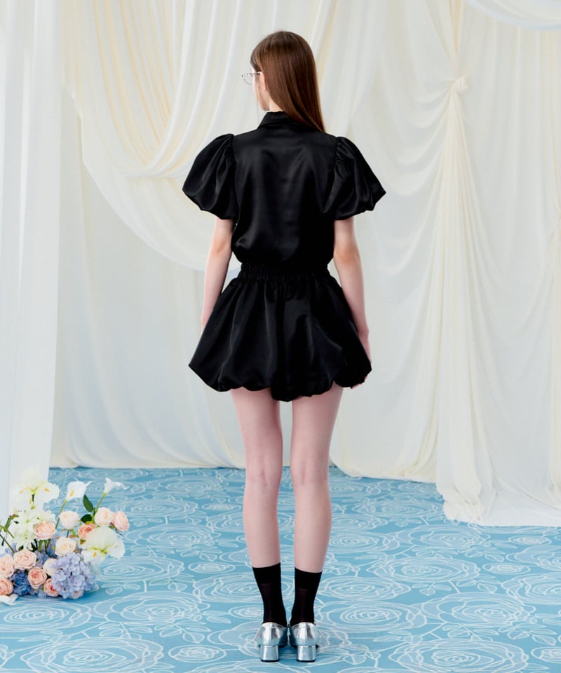 Rose choker satin puff blouse | Treat ürself