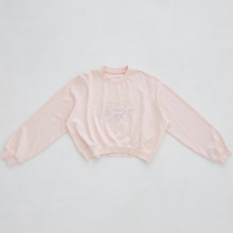 Treat Ürself logo rhinestone sweat pink