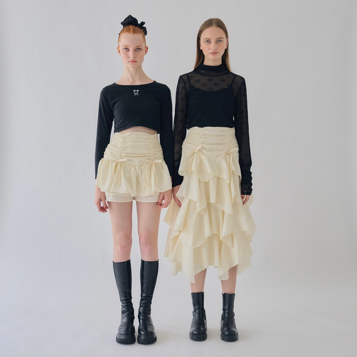drawstring ribbon tiered skirt pants | Treat ür