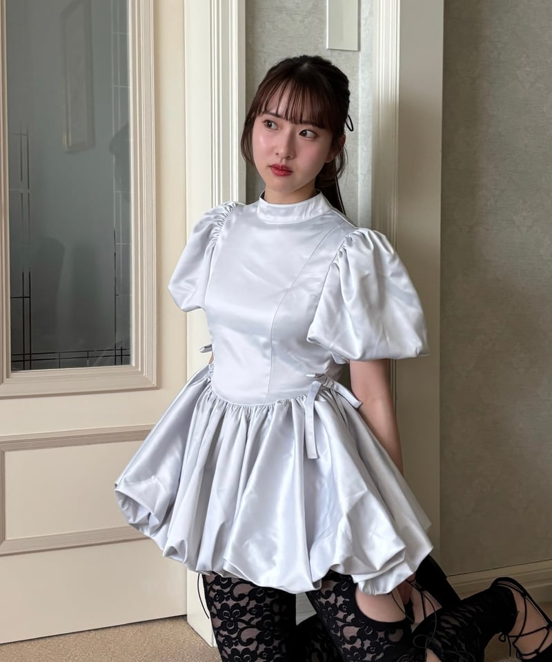 satin balloon peplum mini one-piece | Treat ürself satin balloon peplum mini one-piece | Treat ürself