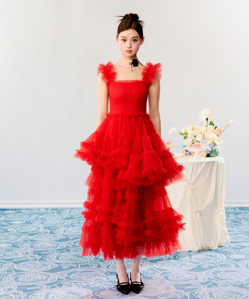トリートユアセルフBallerina blooming tulle dress Ballerina” blooming tulle dress(red) | Treat