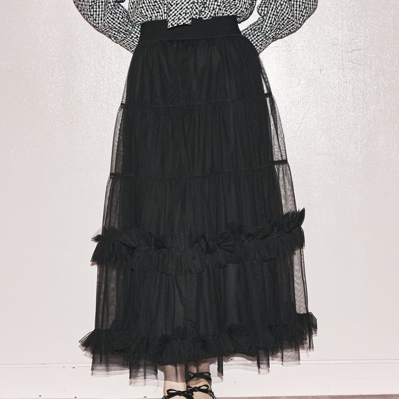 volume frill tulle skirt (black) | Treat ürself 