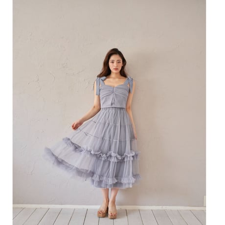 “Ballerina” ribbon tulle skirt (blue gray)