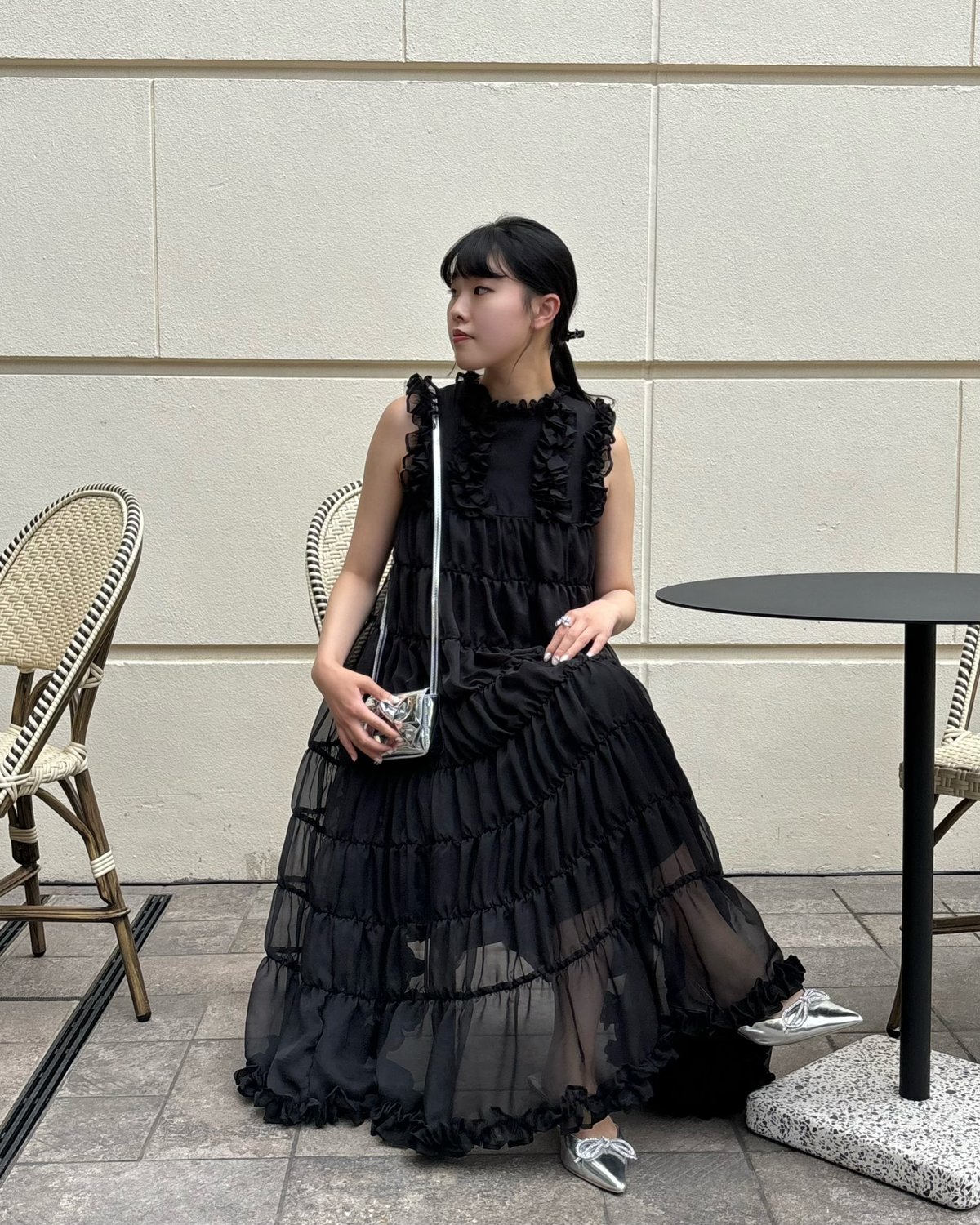 ワンピース Treat Urself / Sheer frill tiered dress treat ürself Sheer frill tiered dress