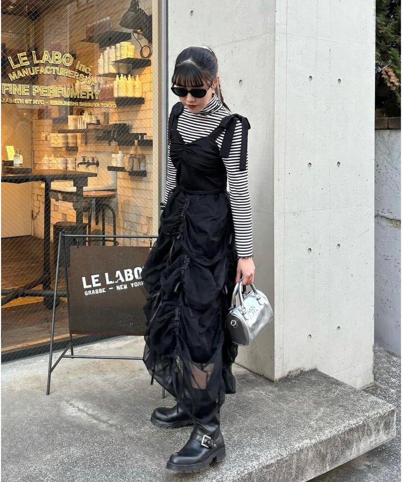 Ballerina” drawstring ribbon skirt (black) | T