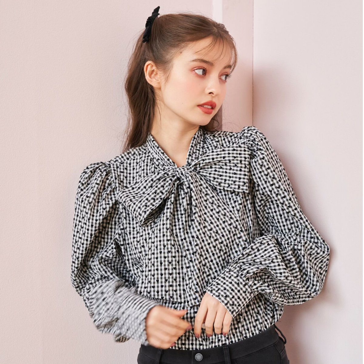 Heart full ribbon check blouse | Treat ürself