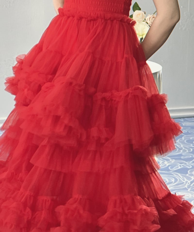 トリートユアセルフ Ballerina blooming tulle dress Ballerina” blooming tulle dress(red) – Treat Ürself