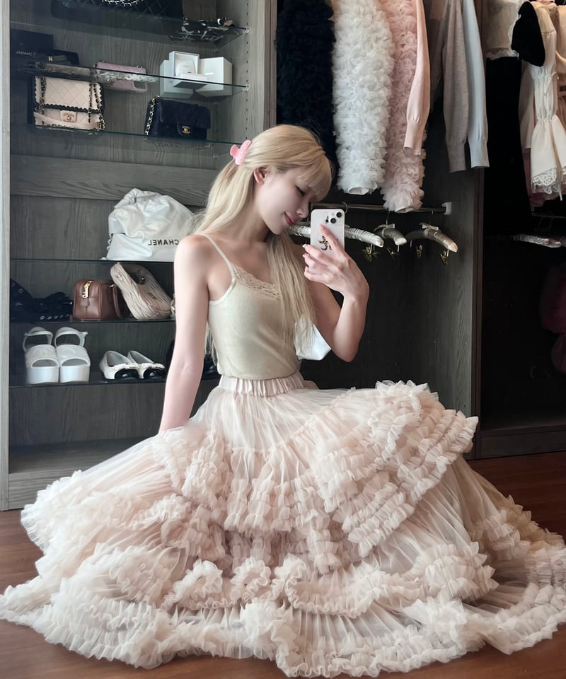 5月上旬配送】”Ballerina” blooming tulle skirt(pink 5月上旬配送】”Ballerina” blooming tulle skirt(pink