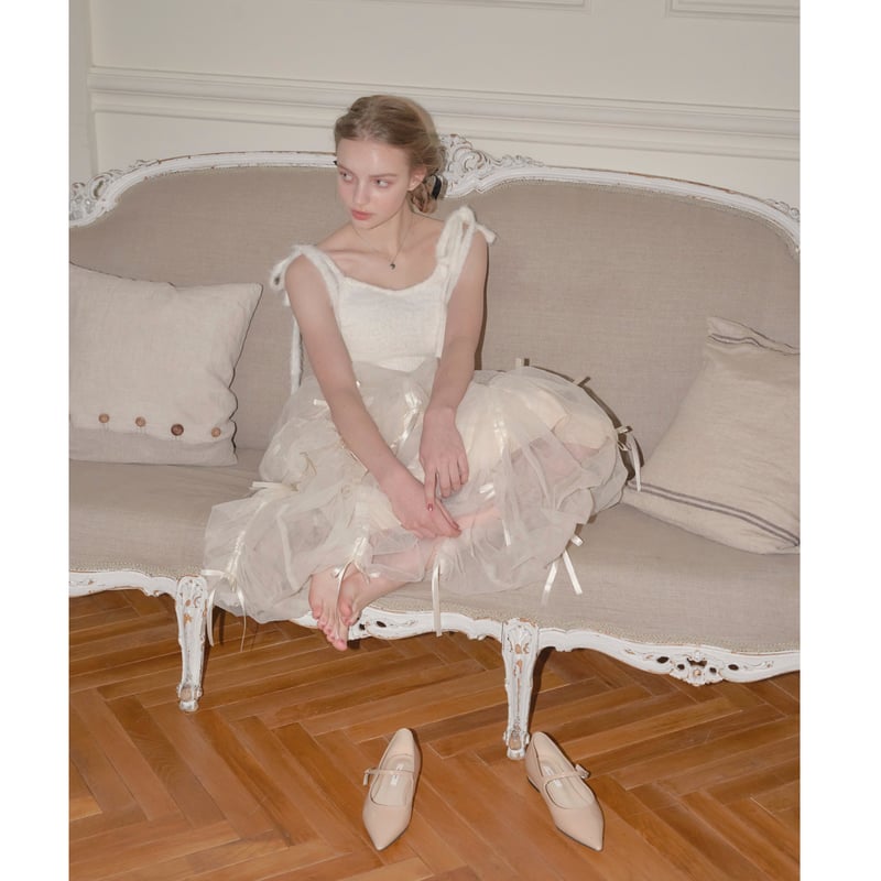 スカート Ballerina drawstring ribbon skirt Ballerina drawstring ribbon skirt ivory