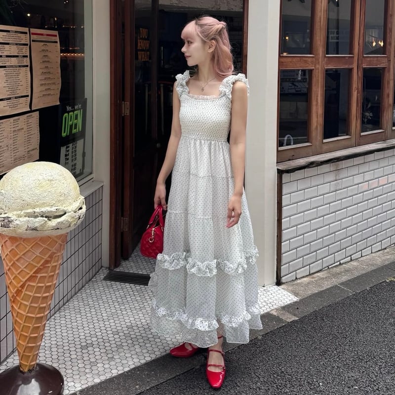 treatürself Ballerina dot tulle onepiece 10月中旬発送】Ballerina dot tulle docking one-piece – Treat