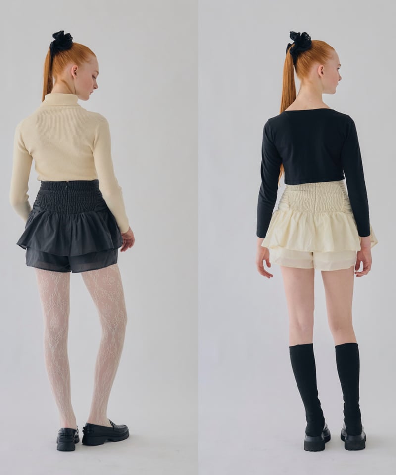 drawstring ribbon tiered skirt pants | Treat ür drawstring ribbon tiered skirt pants | Treat ür