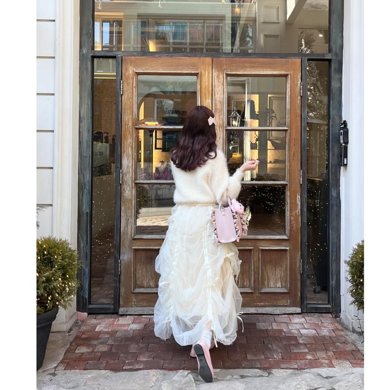 Ballerina” drawstring ribbon skirt (ivory) | T 