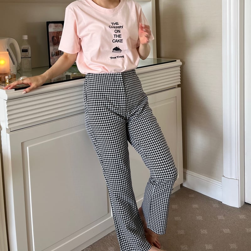 Gingham stretch pants on sale