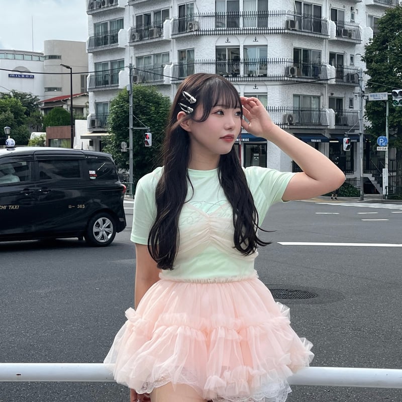 Treat Ürself sheer tops pink×black