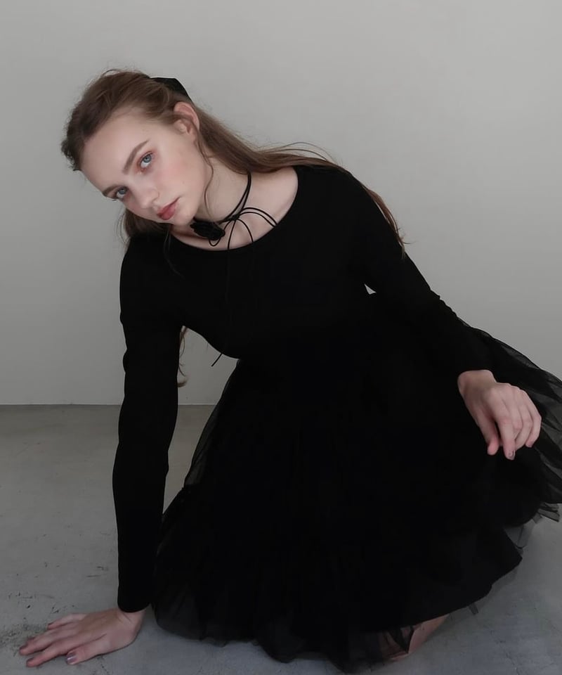 Ballet docking tulle mini dress black