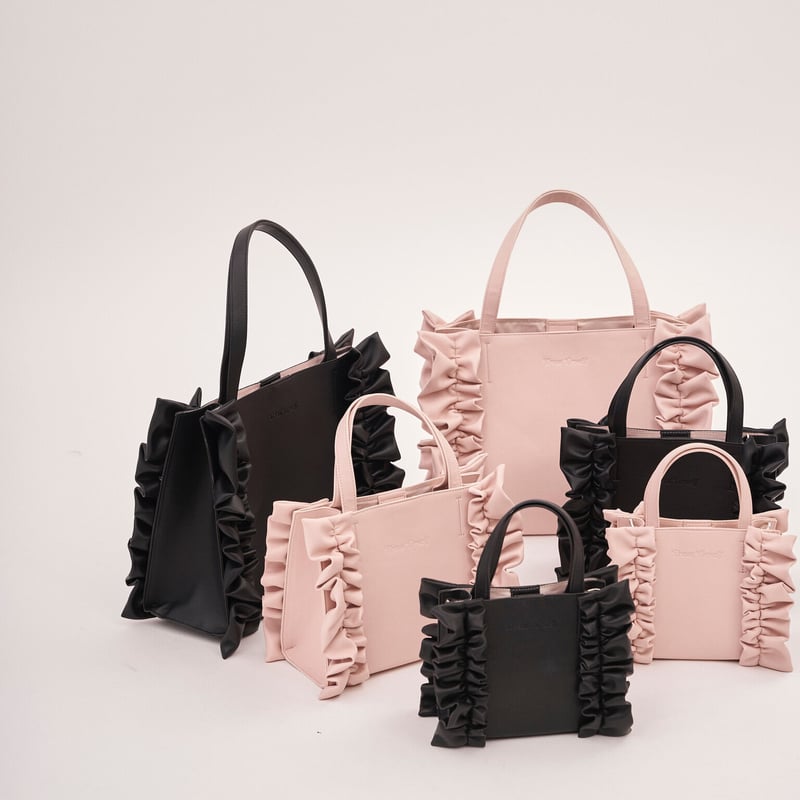 original frill leather tote bag (pink L) | Trea