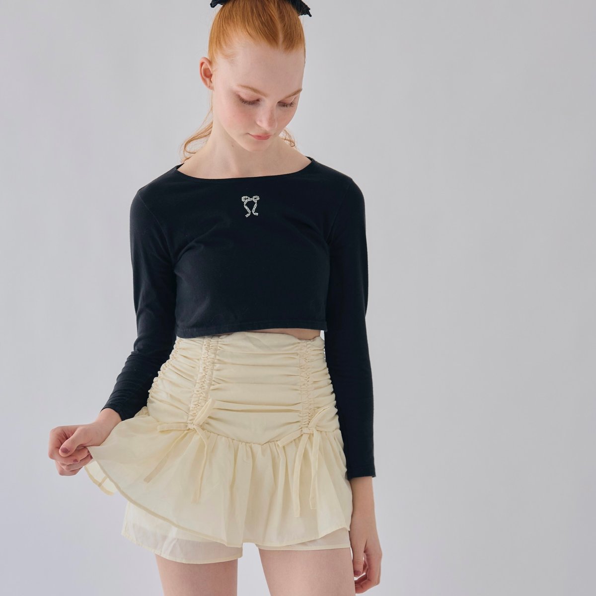 drawstring ribbon tiered skirt pants | Treat ür drawstring ribbon tiered skirt pants | Treat ür