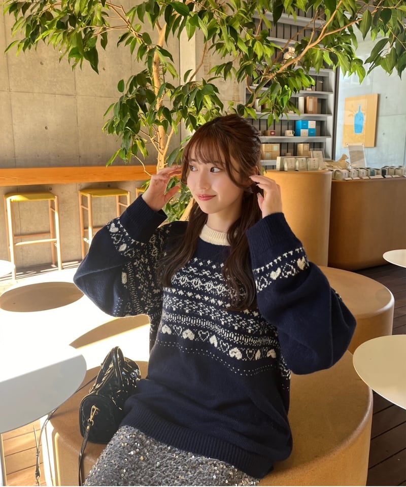 Treat LOVE sweater (navy×ivory) | Treat ürself