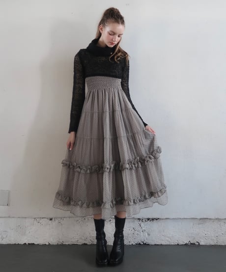 "Ballerina" dot tulle one-piece (gray)