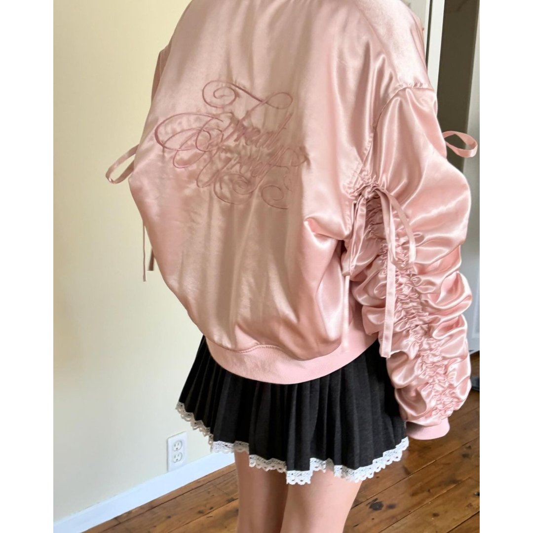 ジャケット・アウター treat urself Girly ribbon MA-1 pink トリートユアセルフ Girly ribbon MA-1の通販 by ❤︎｜ラクマ