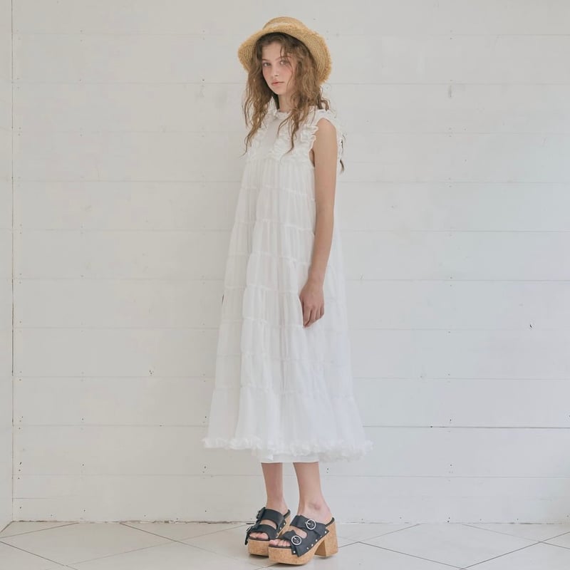 Treat ürself Sheer frill tiered dress