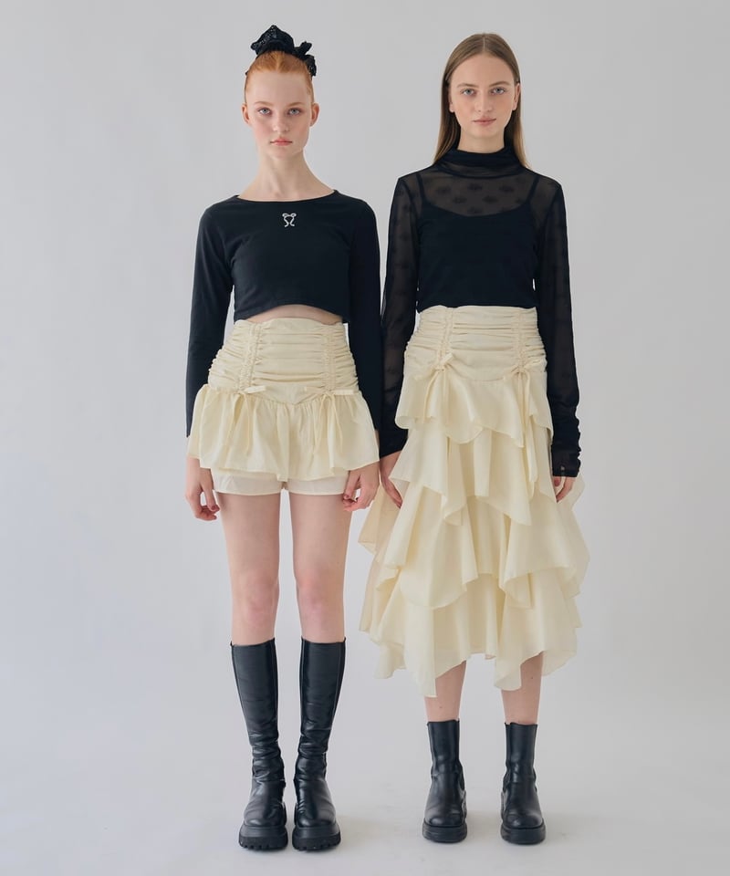 treat.urself バレリーナドローストリングリボンスカート ブラック treat.urself バレリーナドローストリングリボンスカート 【公式通販】