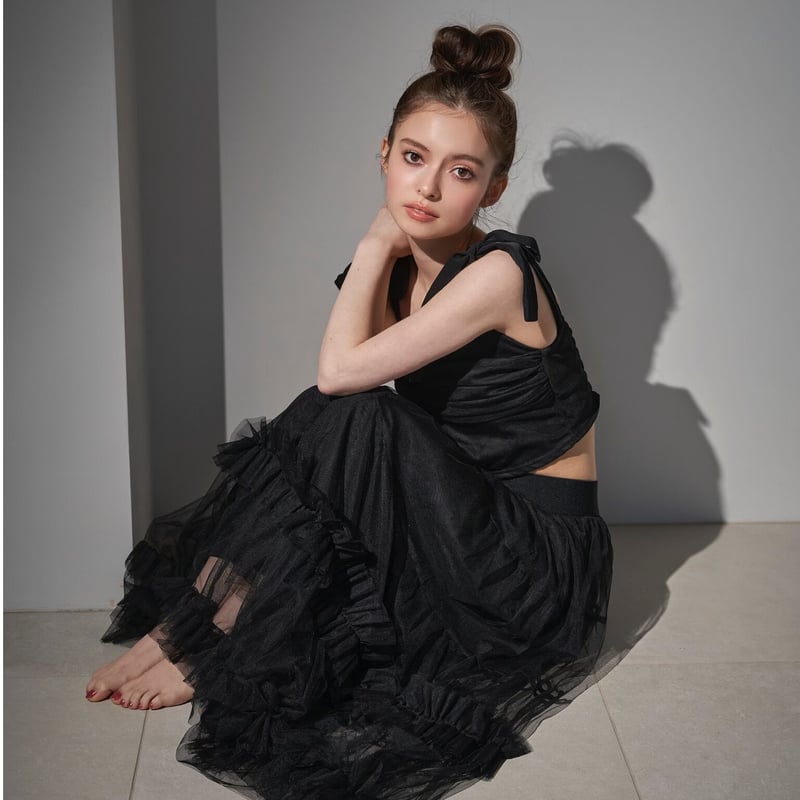 Ballerina” ribbon tulle bustier (black) | Trea 