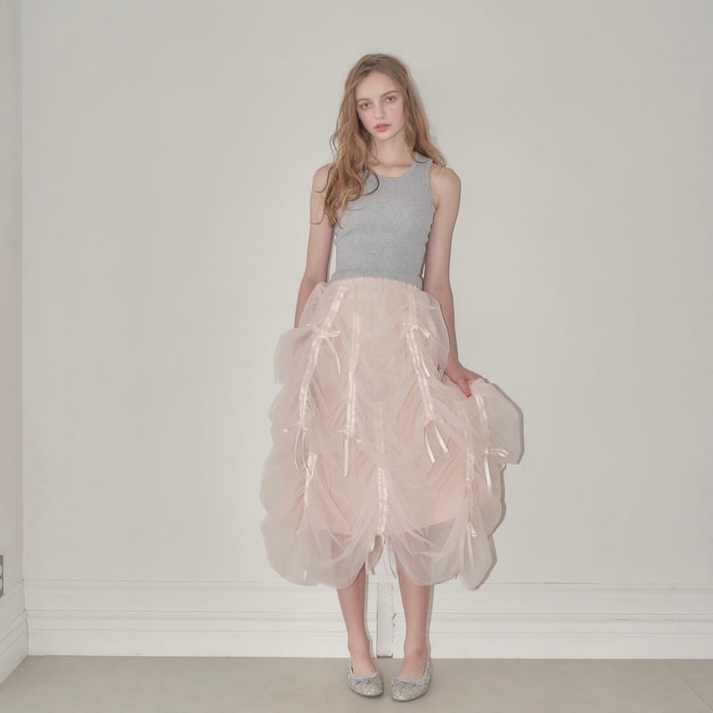 Ballerina drawstring ribbon skirt ピンク未使用 Ballerina drawstring ribbon skirt (pink)