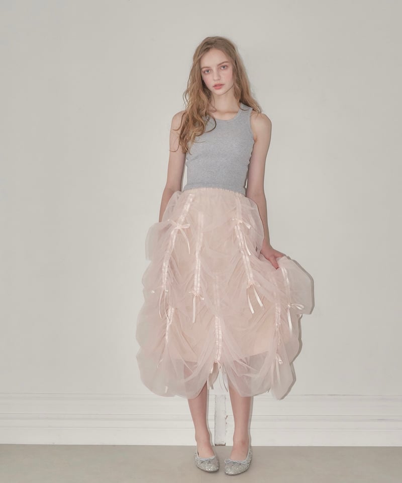 Ballerina” drawstring ribbon skirt (pink) | Tr Ballerina” drawstring ribbon skirt (pink) | Tr