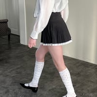 lace tape pleats mini skirt