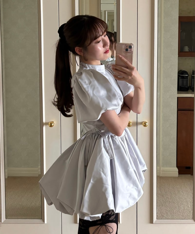 satin balloon peplum mini one-piece | Treat ürself satin balloon peplum mini one-piece | Treat ürself
