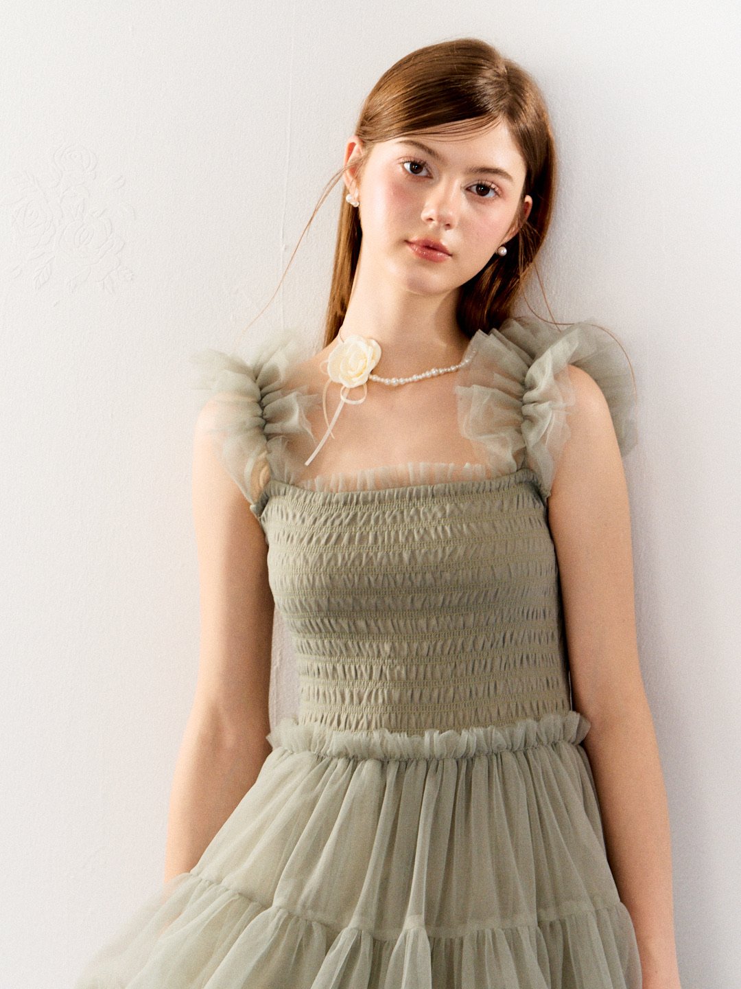 Ballerina” blooming tulle dress(moss green) |