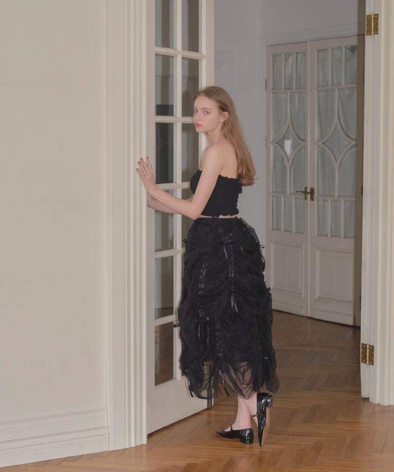 Ballerina” drawstring ribbon skirt (black) | T