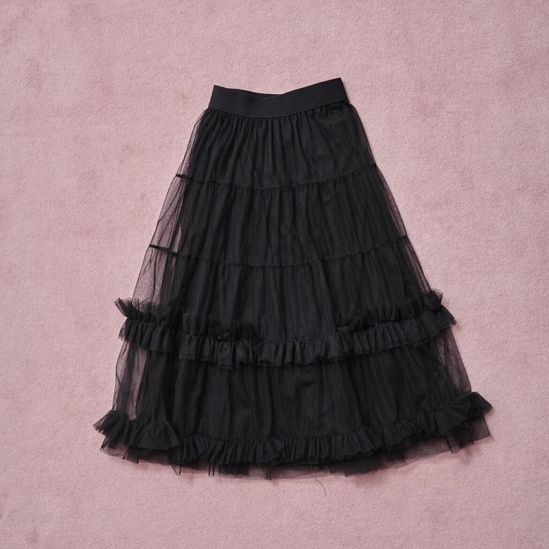volume frill tulle skirt (black) | Treat ürself