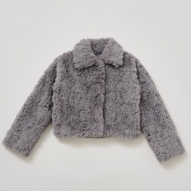 Bunny curly fur coat (gray) | Treat ürself