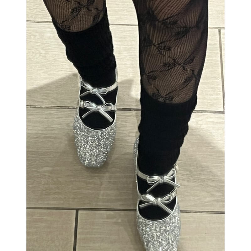 original ribbon glitter pumps (silver) | Treat 