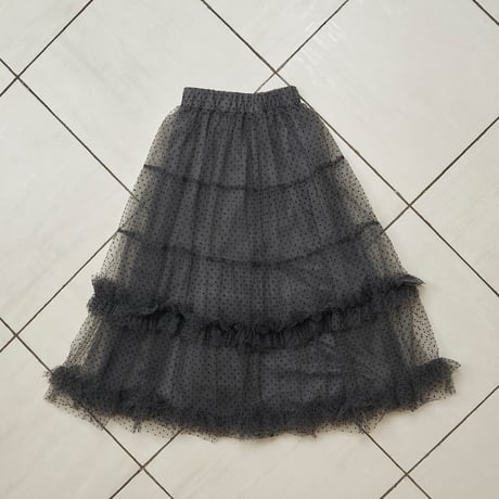 ”Ballerina” ribbon tulle skirt (dot gray)