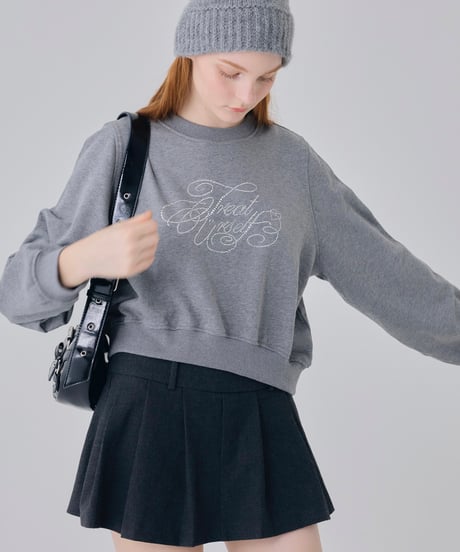 Treat Ürself logo rhinestone sweat