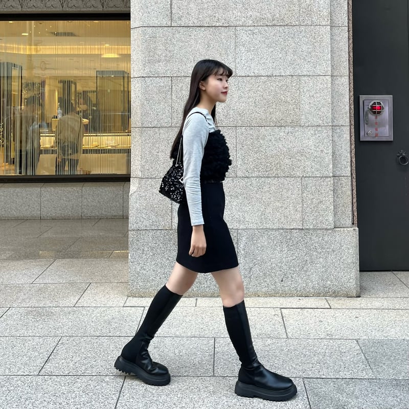 original knit leather slim boots | Treat ürself original knit leather slim boots | Treat ürself
